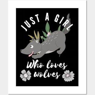 Just a Girl Who Loves Wolves Cute Design Posters and Art